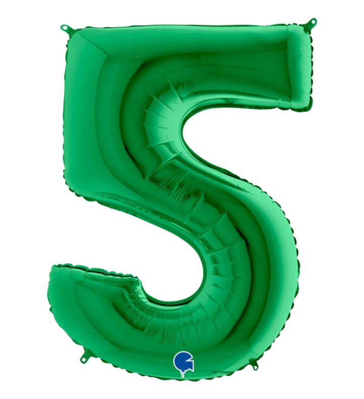 40" Grabo Green Number 5 Foil Balloon