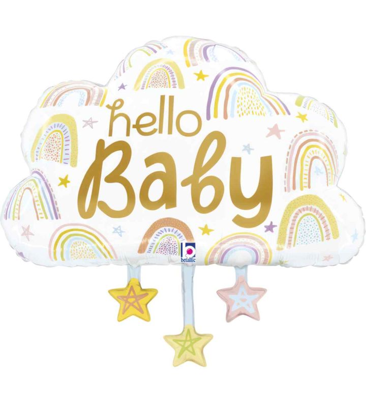 28" Betallic Hello Baby Cloud Foil Balloon