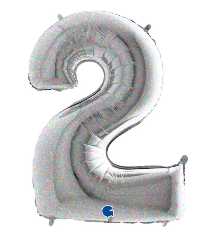 40" Grabo Holographic Number 2 Foil Balloon
