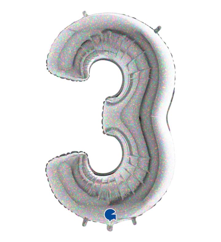 40" Grabo Holographic Number 3 Foil Balloon