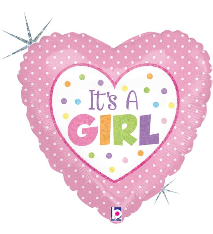 18" Betallic Baby Girl Dots Foil Balloon