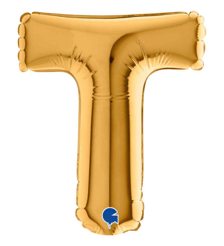 7" Grabo Gold Letter T Foil Balloon