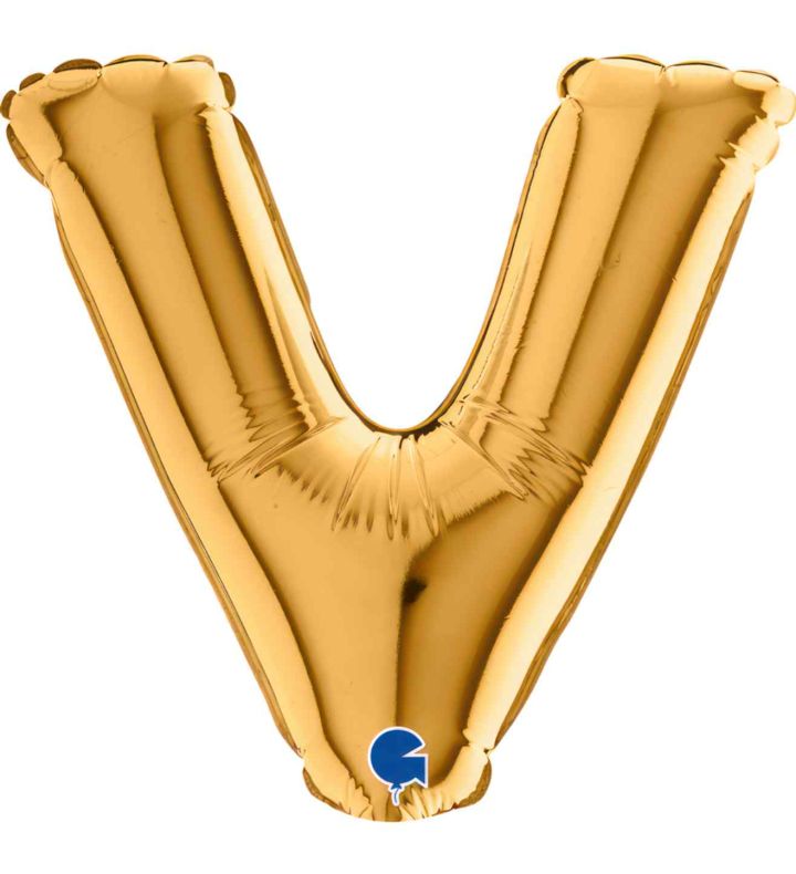 7" Grabo Gold Letter V Foil Balloon