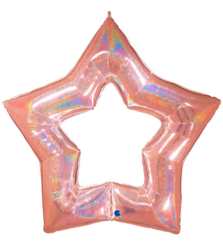 48" Grabo Linky Star Glitter Rose Gold Holographic Shape