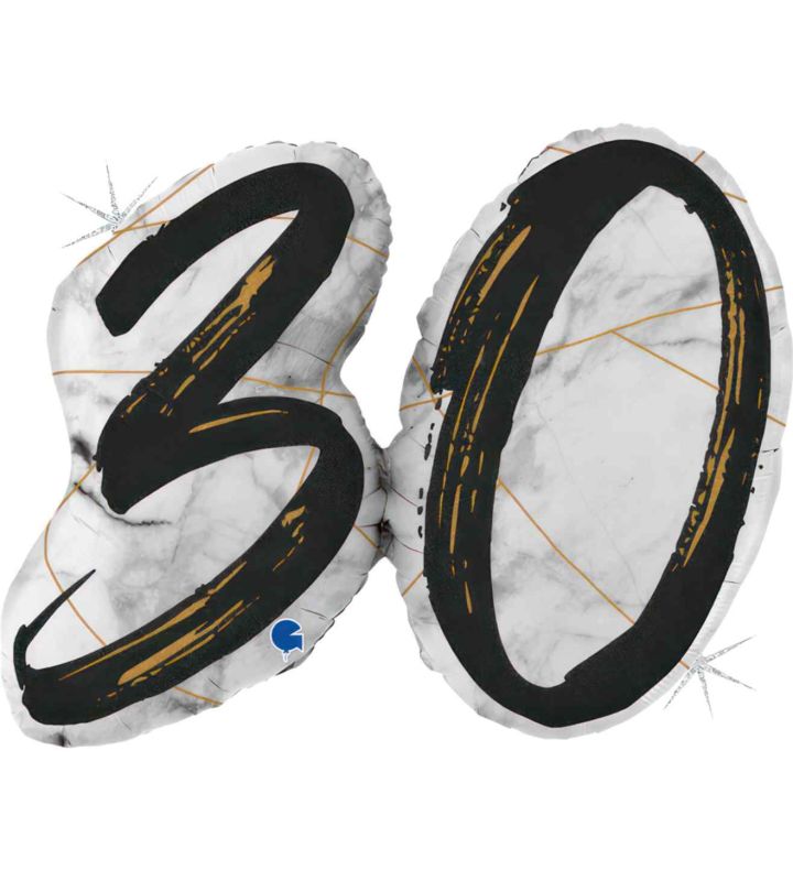 43" Grabo Marble Mate Black 30 Supershape Foil Balloon
