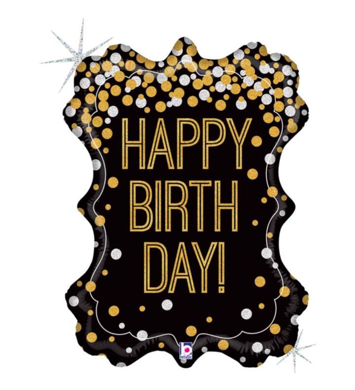 34" Betallic Metallic Birthday Frame Foil Balloon
