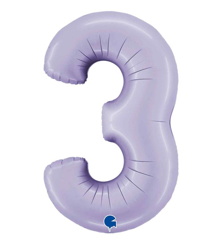 40" Grabo Satin Lilac Number 3 Foil Balloon
