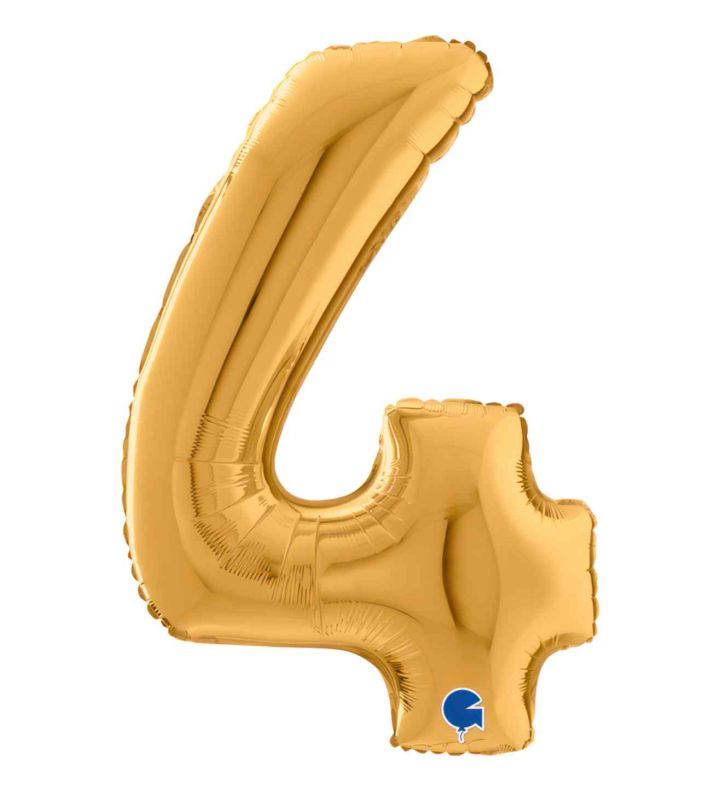 7" Grabo Gold Number 4 Foil Balloon