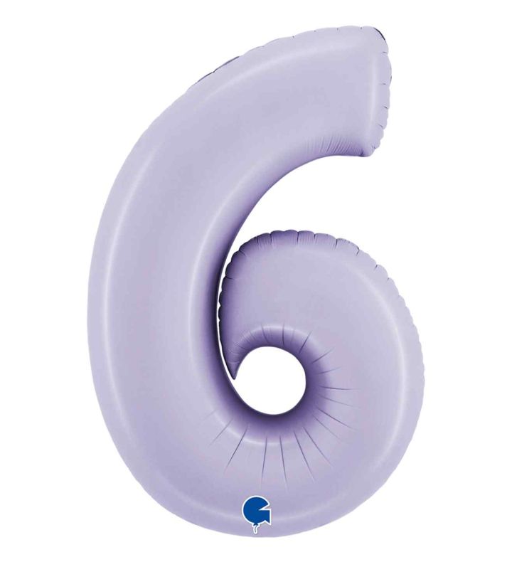 40" Grabo Satin Lilac Number 6 Foil Balloon