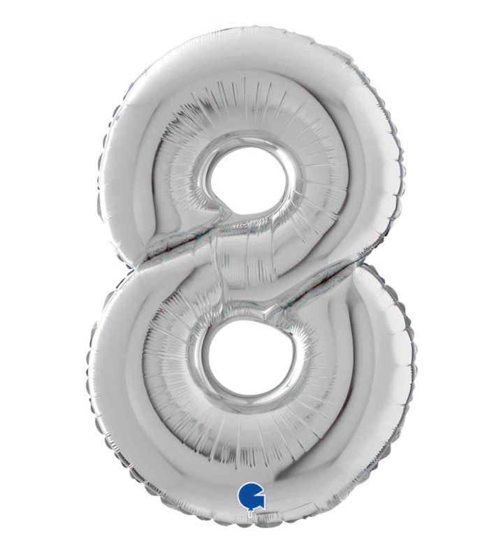 7" Grabo Silver Number 8 Foil Balloon