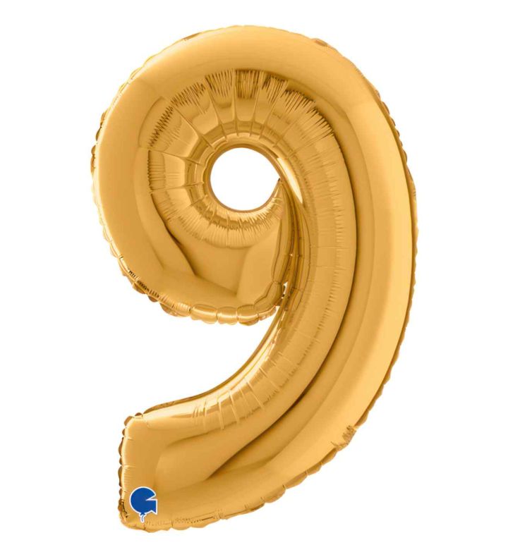 7" Grabo Gold Number 9 Foil Balloon