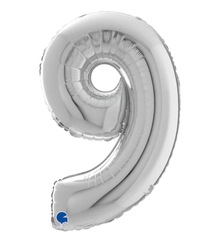 7" Grabo Silver Number 9 Foil Balloon