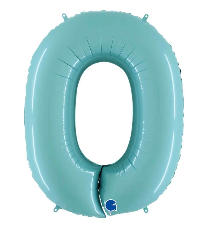 40" Grabo Pastel Blue Number 0 Foil Balloon