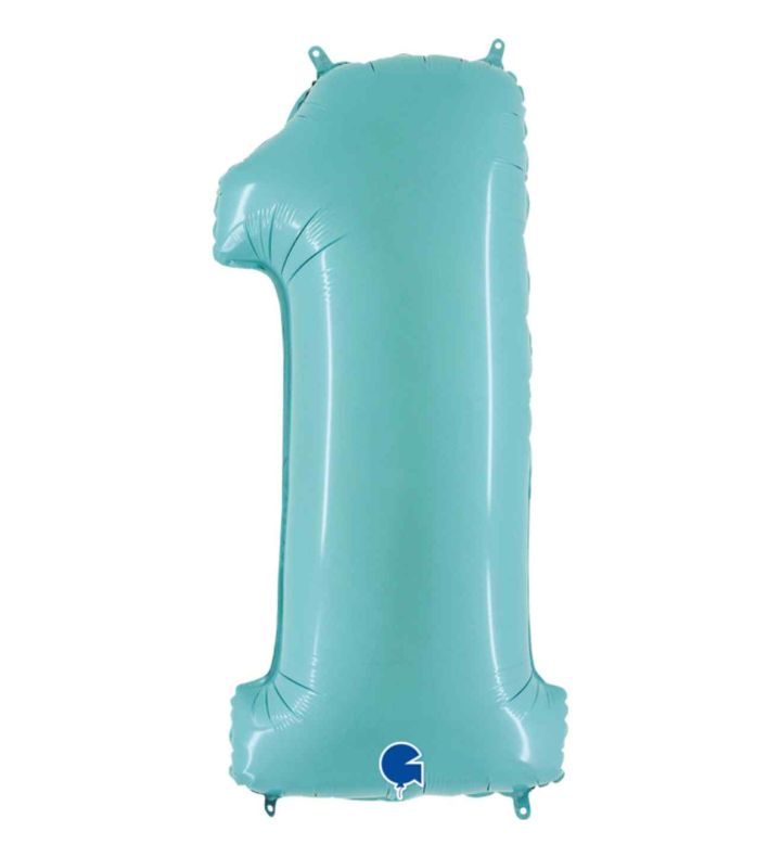 40" Grabo Pastel Blue Number 1 Foil Balloon