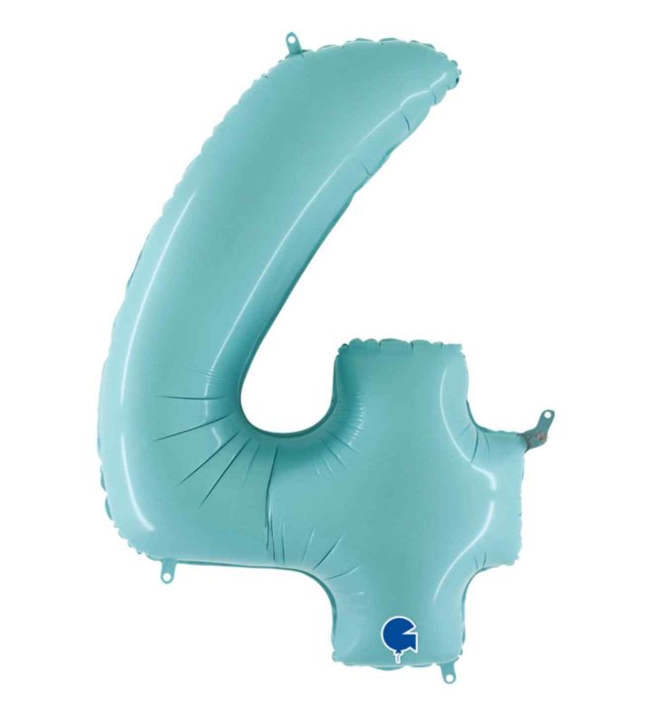 40" Grabo Pastel Blue Number 4 Foil Balloon
