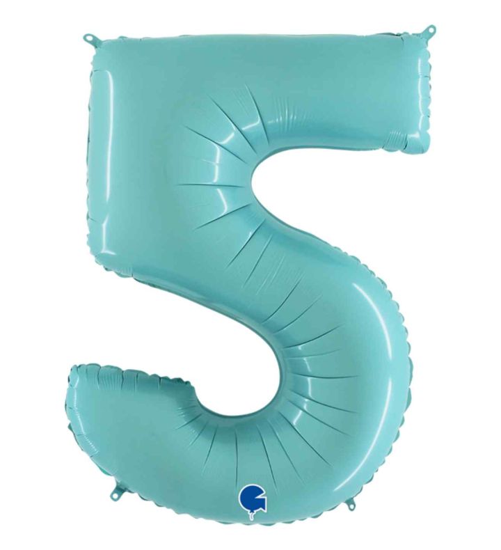 40" Grabo Pastel Blue Number 5 Foil Balloon