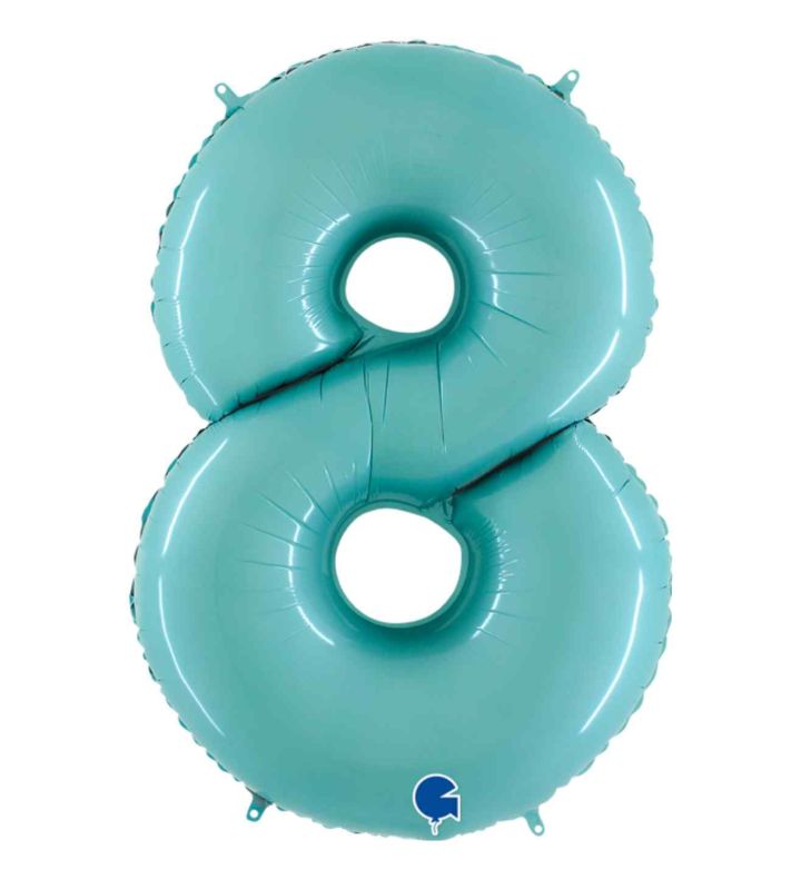 40" Grabo Pastel Blue Number 8 Foil Balloons