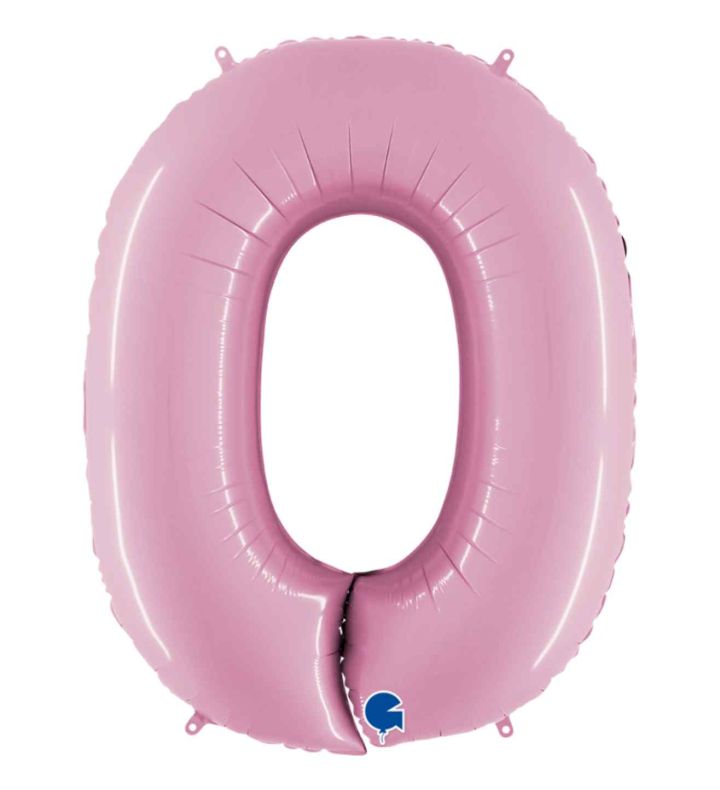 40" Grabo Pastel Pink Number 0 Foil Balloon
