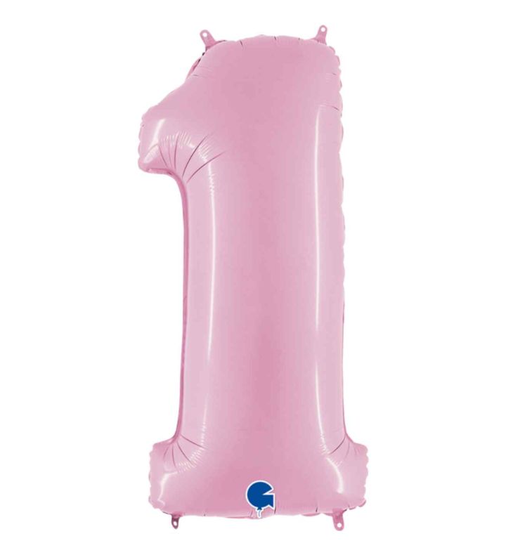 40" Grabo Pastel Pink Number 1 Foil Balloon