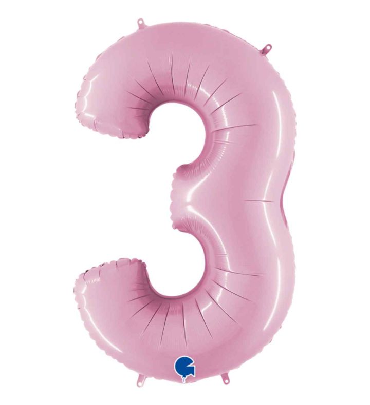 40" Grabo Pastel Pink Number 3 Foil Balloon