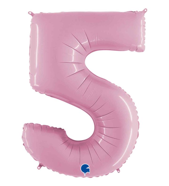 40" Grabo Pastel Pink Number 5 Foil Balloon