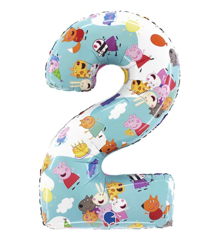 26" Grabo Peppa Pig Number 2 Foil Balloon