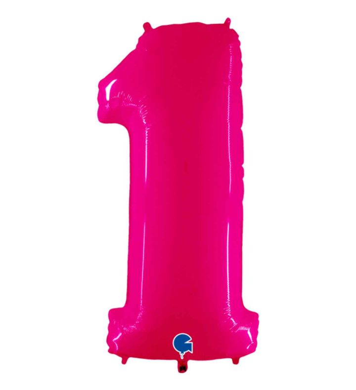40" Grabo Pink Fluo Number 1 Foil Balloon