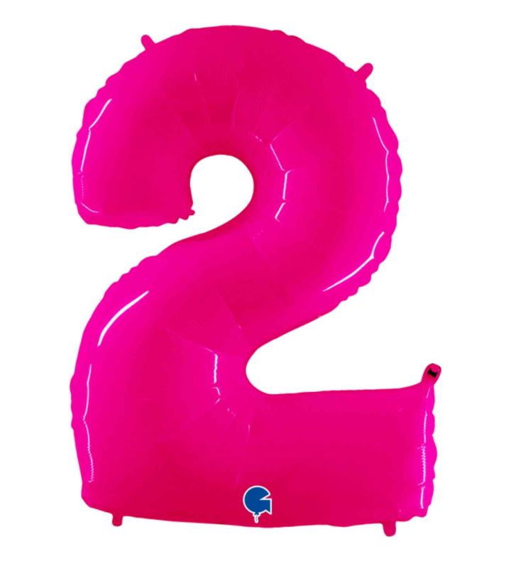 40" Grabo Pink Fluo Number 2 Foil Balloon