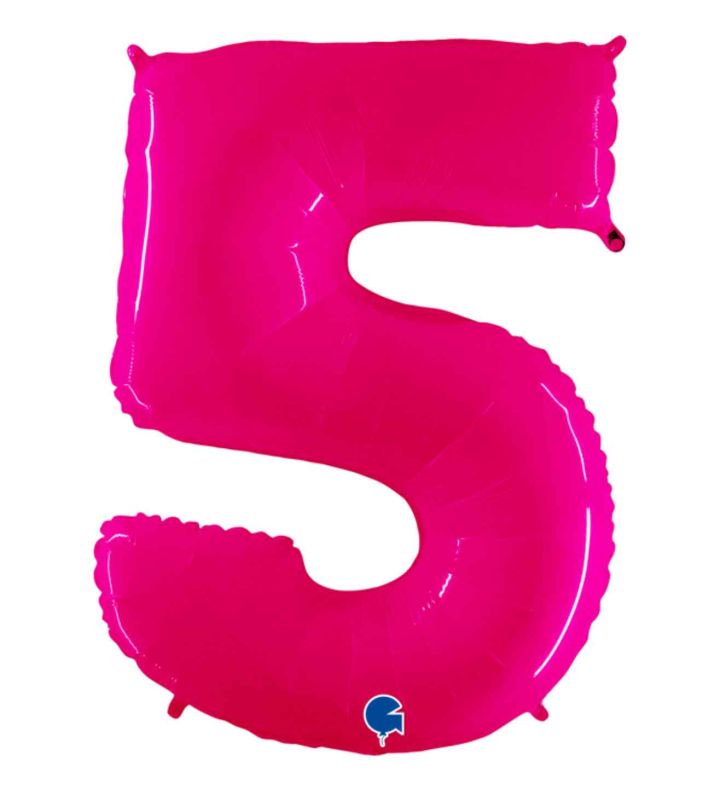 40" Grabo Pink Fluo Number 5 Foil Baloon
