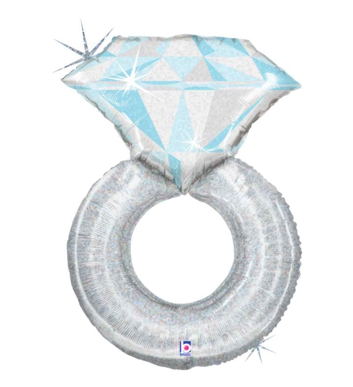 31" Betallic Platinum Wedding Ring Holographic Foil Balloon