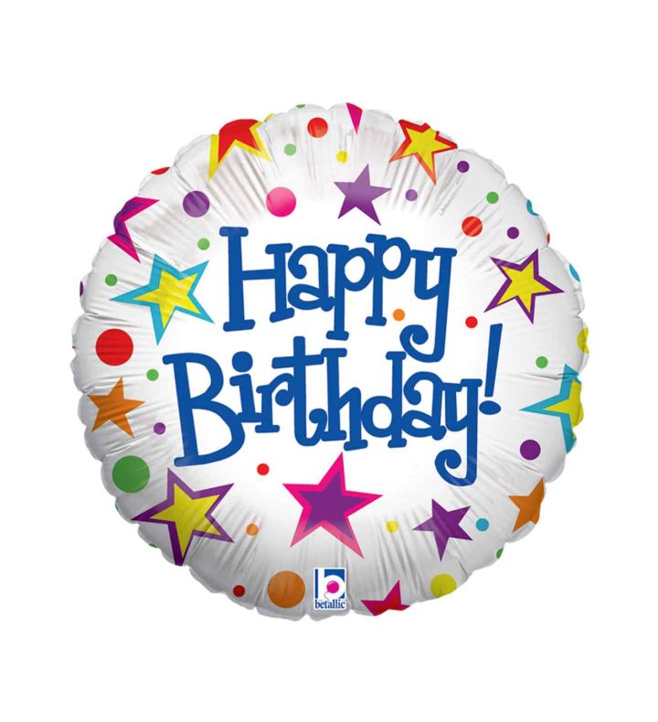 18" Betallic White Bright Birthday Foil Balloon