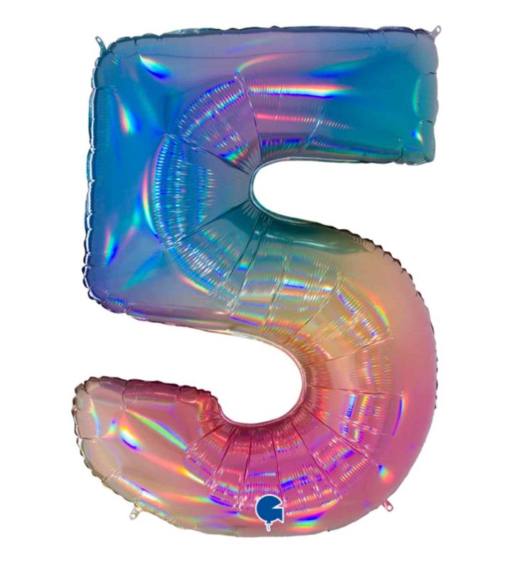 40" Grabo Rainbow Holographic Colourful Rainbow Number 5