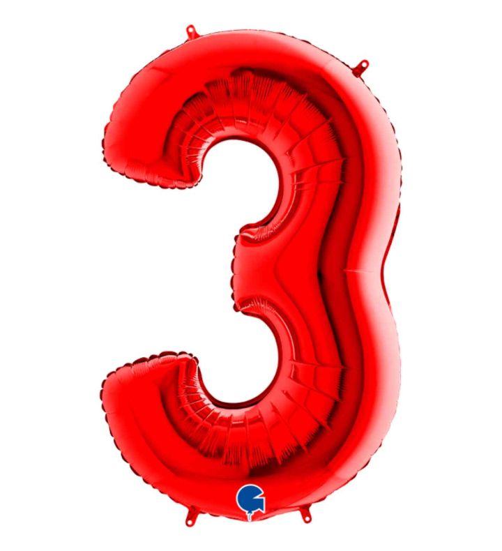 40" Grabo Red Number 3 Foil Balloon