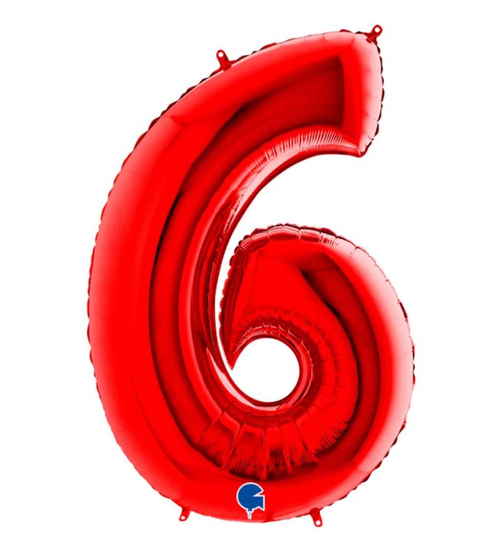 40" Grabo Red Number 6 Foil Balloon
