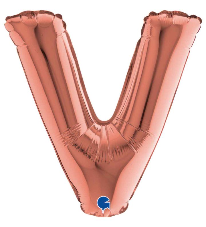 14" Rose Gold Letter V Grabo Foil Balloon.