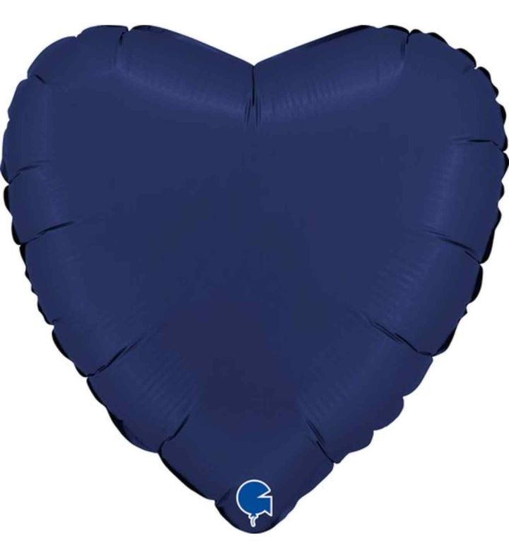 18" Grabo Heart Satin Blue Navy Foil