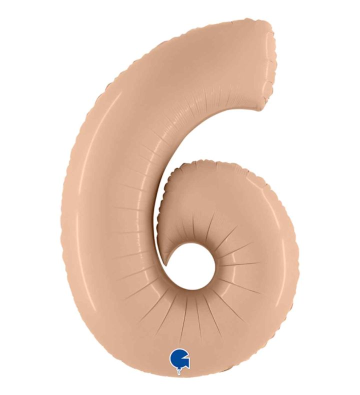 40" Grabo Satin Nude Number 6 Foil Balloon