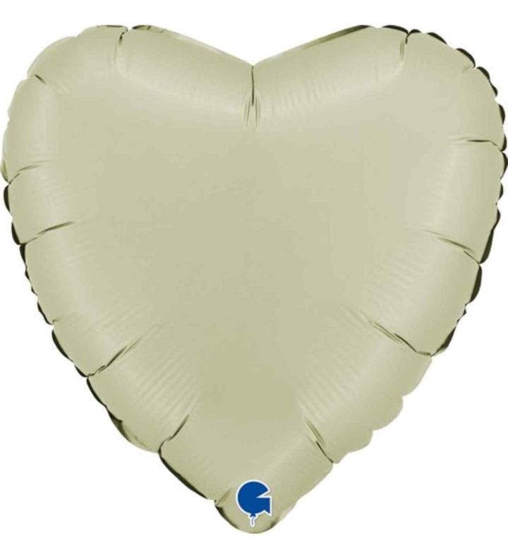 18" Grabo Heart Satin Olive Green Foil Unpackaged