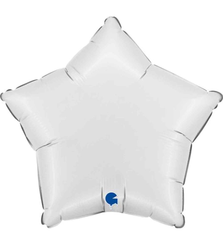 18" Grabo Star Satin White Foil Balloon Packaged