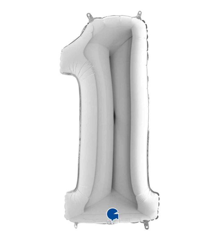 40" Grabo Silver Number 1 Foil Balloon