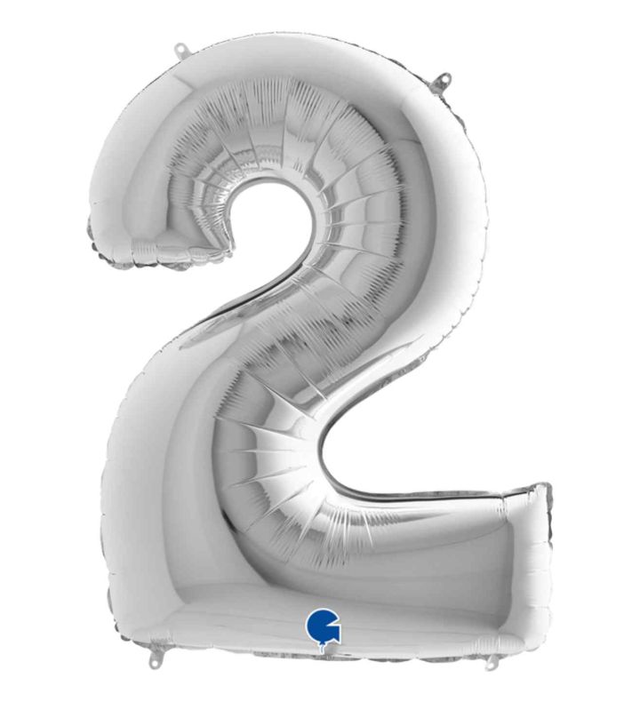 40" Grabo Silver Number 2 Foil Balloon