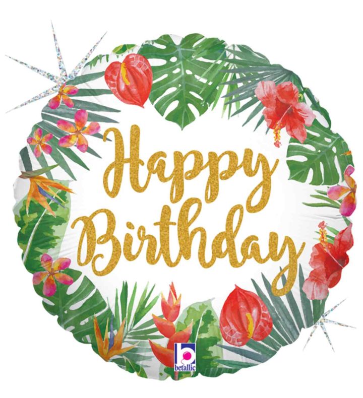 18" Betallic Tropical Birthday Foil Balloon