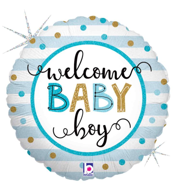 18" Betallic Baby Boy Stripes Round