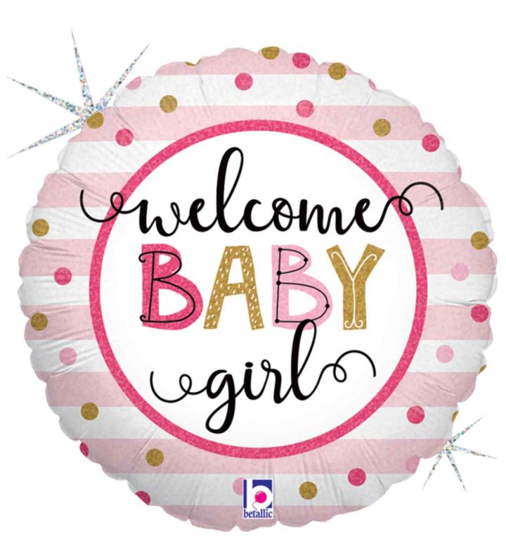 18" Betallic Baby Girl Stripes Round