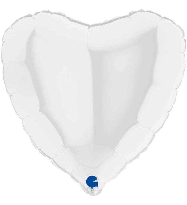 18" Grabo Heart White Foil Balloon