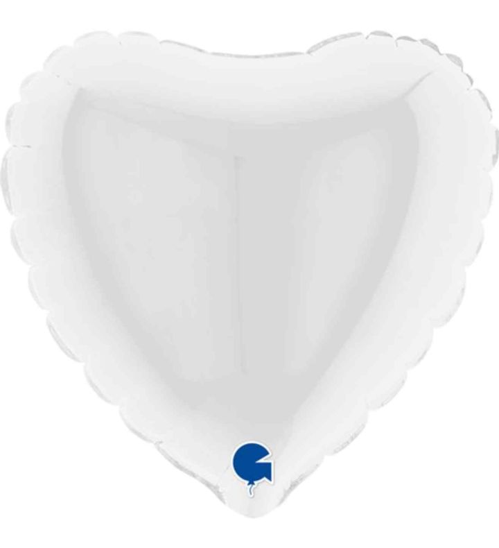 4" Grabo Heart White Foil