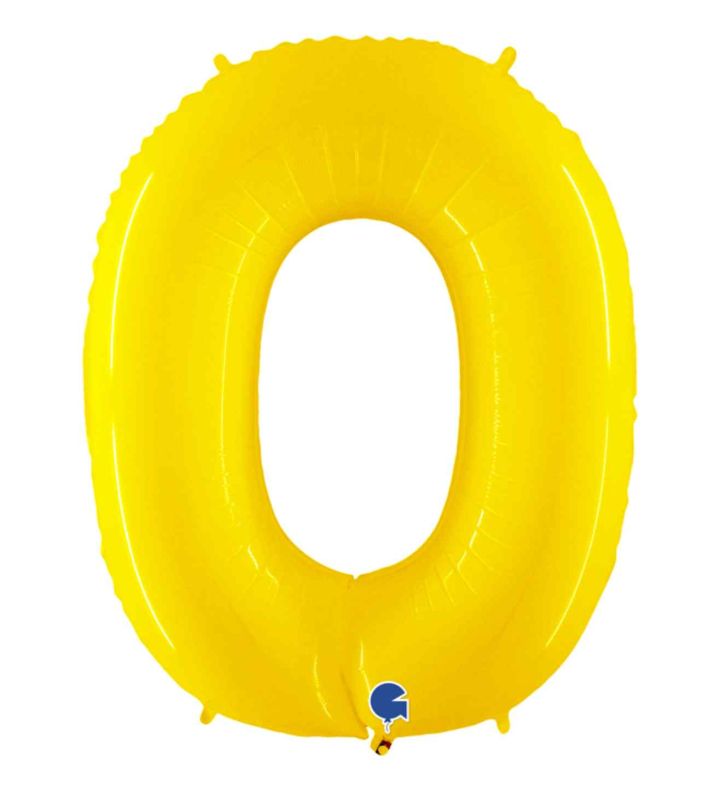 40" Grabo Yellow Fluo Number 0 Foil Balloon