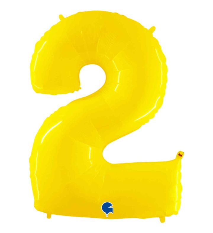 40" Grabo Yellow Fluo Number 2 Foil Balloon