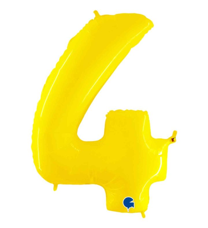 40" Grabo Yellow Fluo Number 4 Foil Balloon