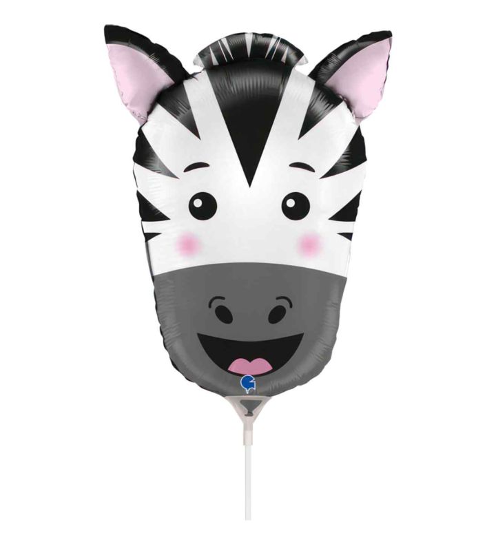 14" Mini Grabo Zebra Head Foil Balloon